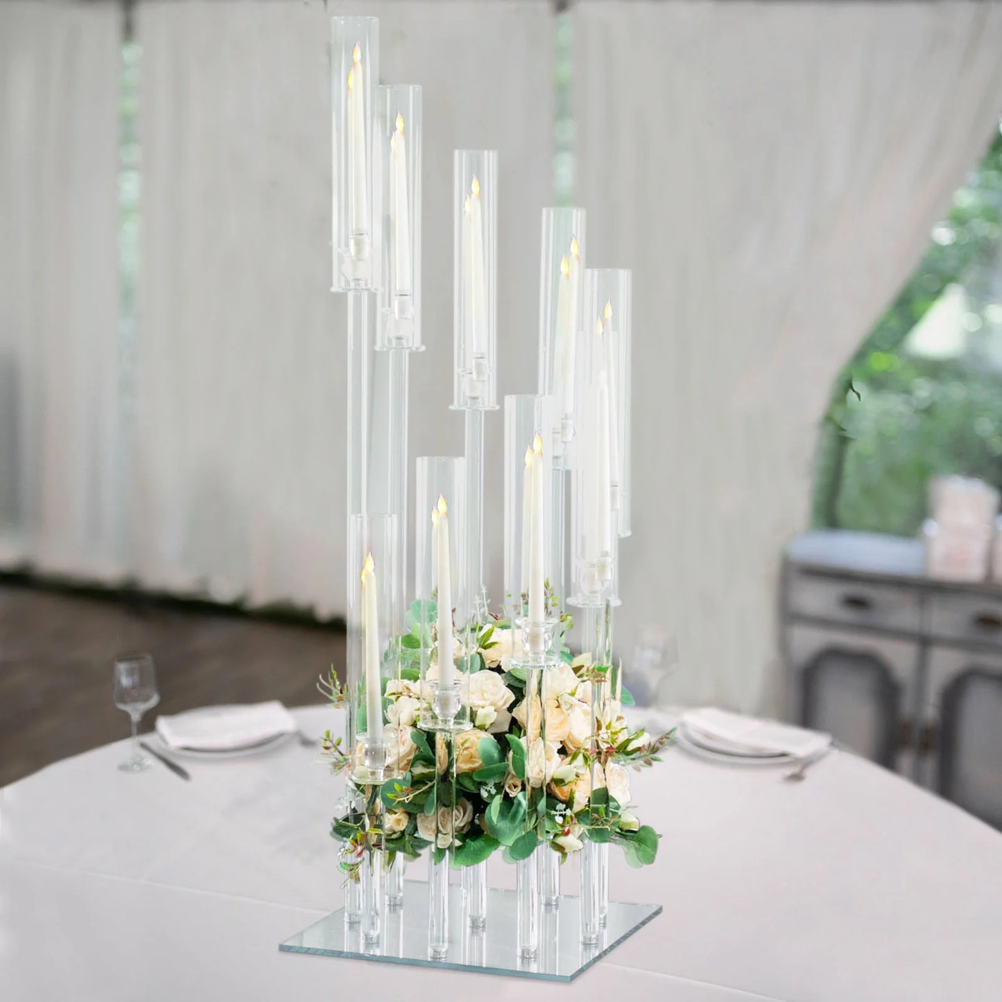 Tall 9 Arm Crystal Candelabra