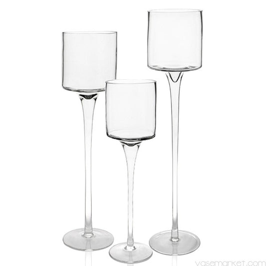 Clear-Long Stemmed Trio Candleholder