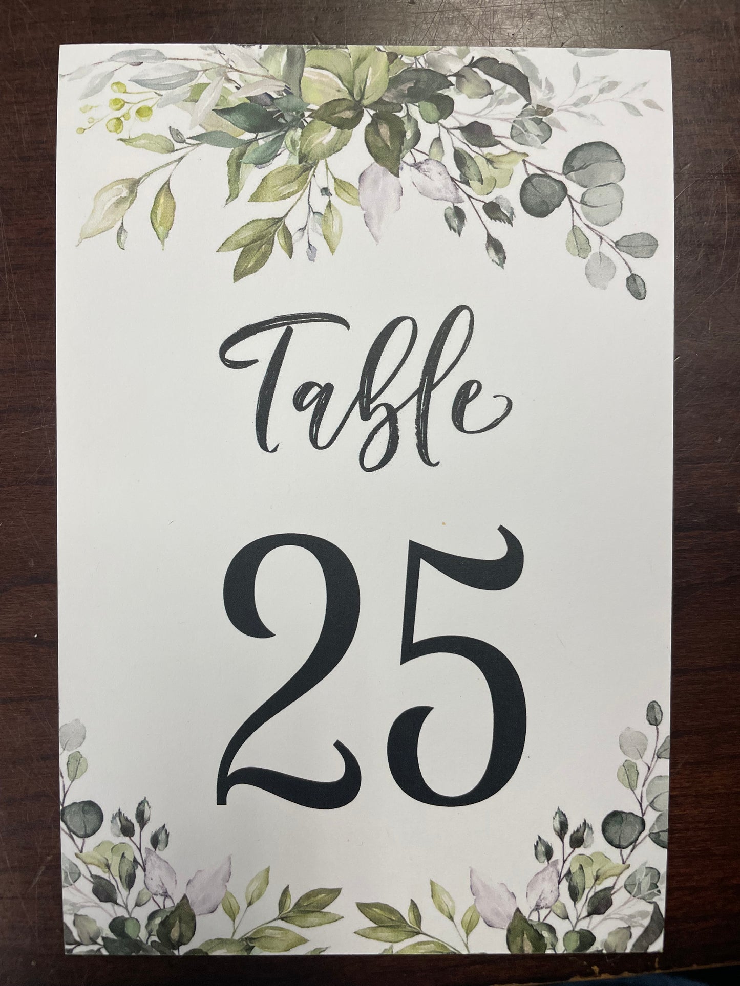 Table Numbers